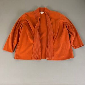 Hampshire Studio‎  Cardigan Sweater Women's Plus Size 3X Orange Cotton *Flaw